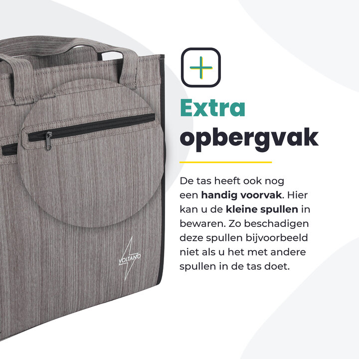 Voltano Shopper Fietstas - 20L - Enkele Pakaftas - Grijs - Verstevigd