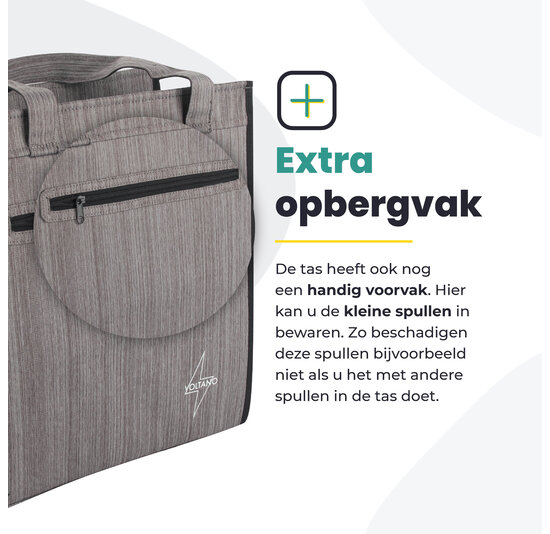 Voltano Shopper Fietstas - 20L - Enkele Pakaftas - Grijs - Verstevigd