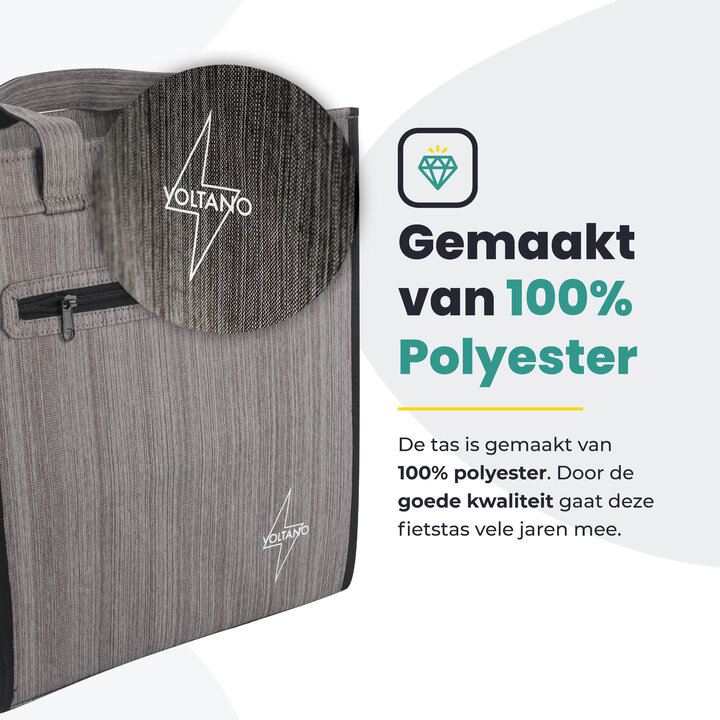 Voltano Shopper Fietstas - 20L - Enkele Pakaftas - Grijs - Verstevigd