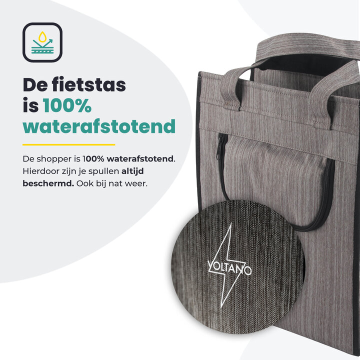 Voltano Shopper Fietstas - 20L - Enkele Pakaftas - Grijs - Verstevigd