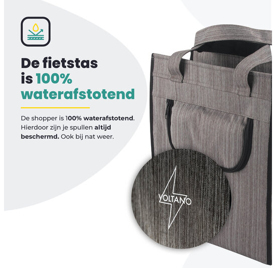 Voltano Shopper Fietstas - 20L - Enkele Pakaftas - Grijs - Verstevigd