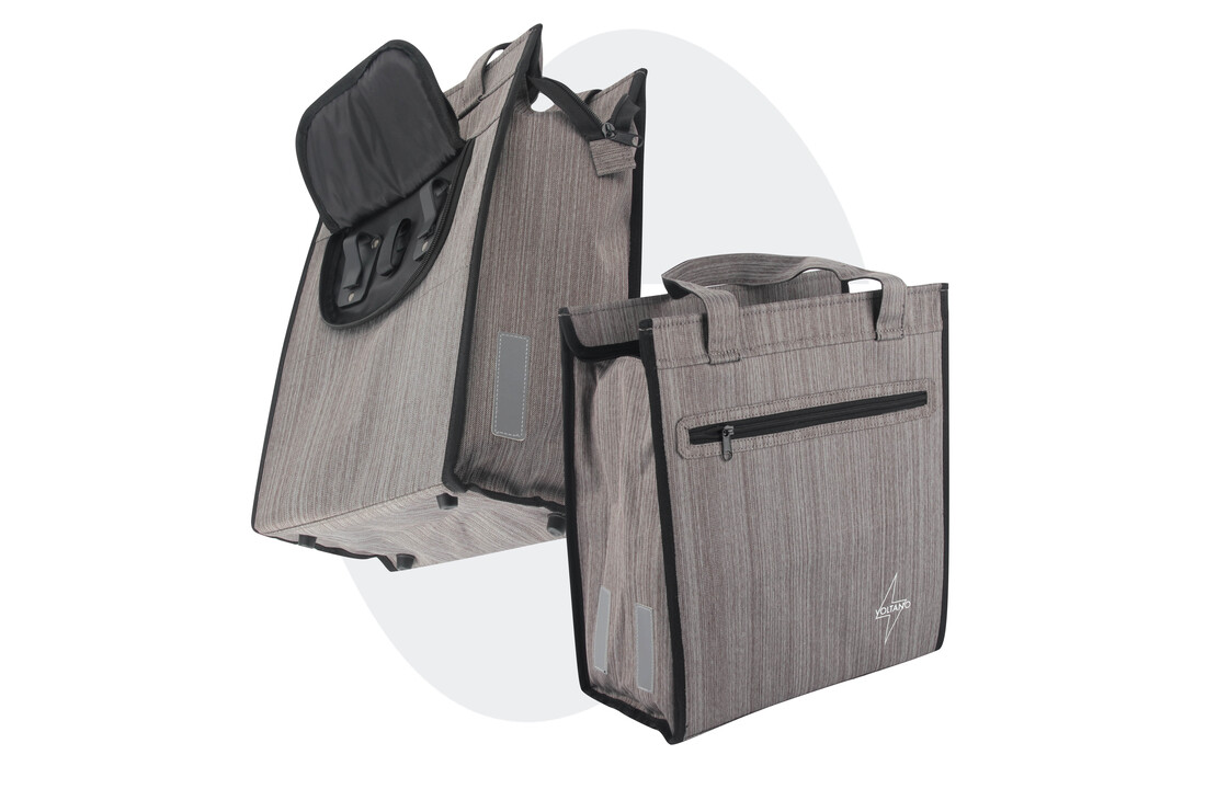 Voltano Shopper Fietstas - 20L - Enkele Pakaftas - Grijs - Verstevigd