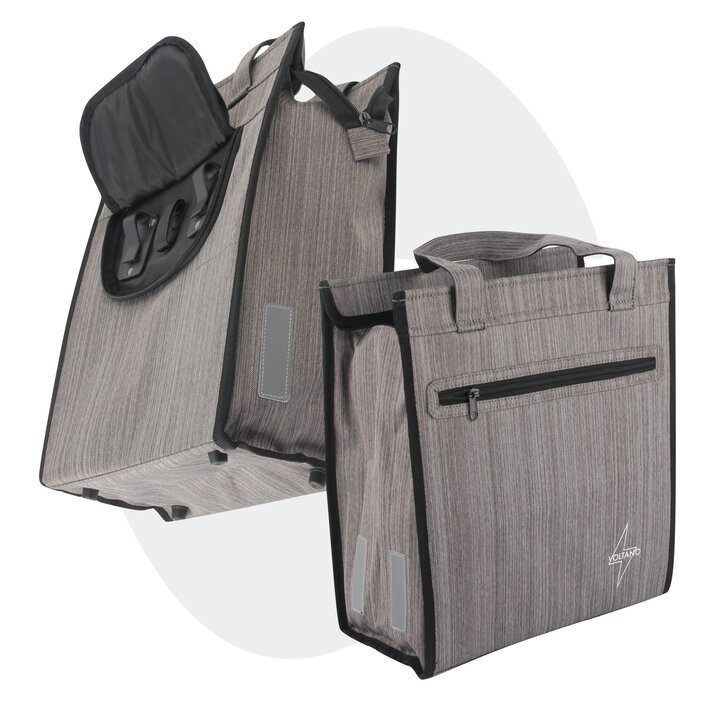 Voltano Shopper Fietstas - 20L - Enkele Pakaftas - Grijs - Verstevigd