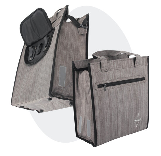 Voltano Shopper Fietstas - 20L - Enkele Pakaftas - Grijs - Verstevigd