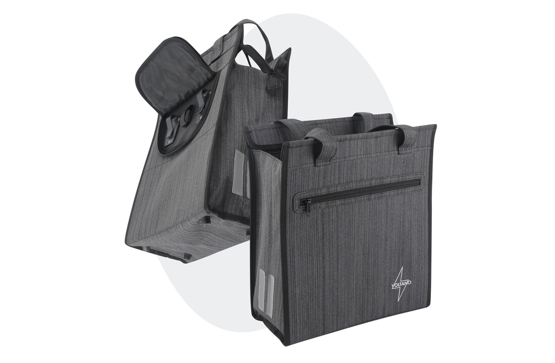 Voltano Shopper Fietstas - 20L - Enkele Pakaftas - Donkergrijs - Verstevigd