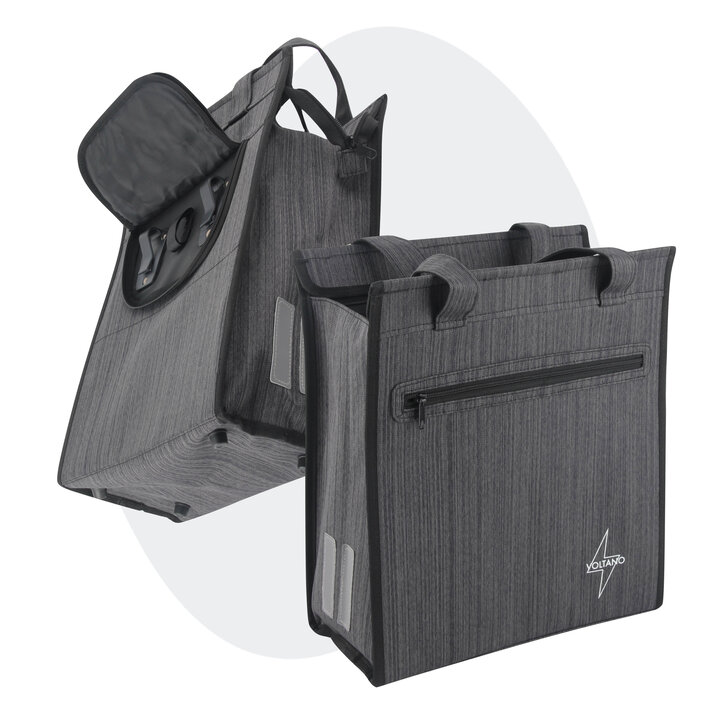 Voltano Shopper Fietstas - 20L - Enkele Pakaftas - Donkergrijs - Verstevigd