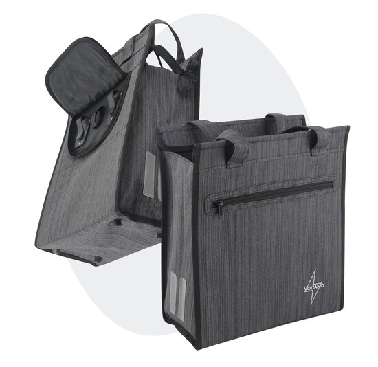 Voltano Shopper Fietstas - 20L - Enkele Pakaftas - Donkergrijs - Verstevigd
