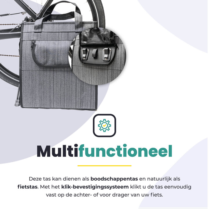 Voltano Shopper Fietstas - 20L - Enkele Pakaftas - Donkergrijs - Verstevigd