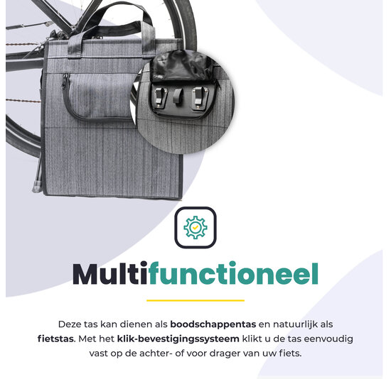 Voltano Shopper Fietstas - 20L - Enkele Pakaftas - Donkergrijs - Verstevigd