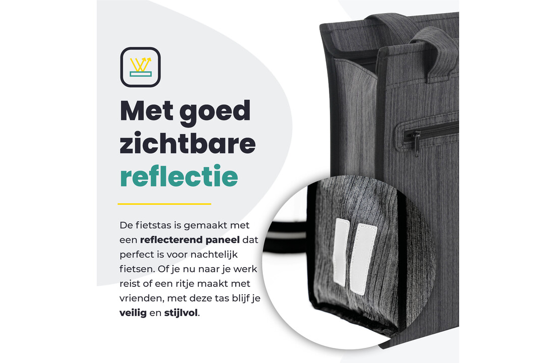 Voltano Shopper Fietstas - 20L - Enkele Pakaftas - Donkergrijs - Verstevigd