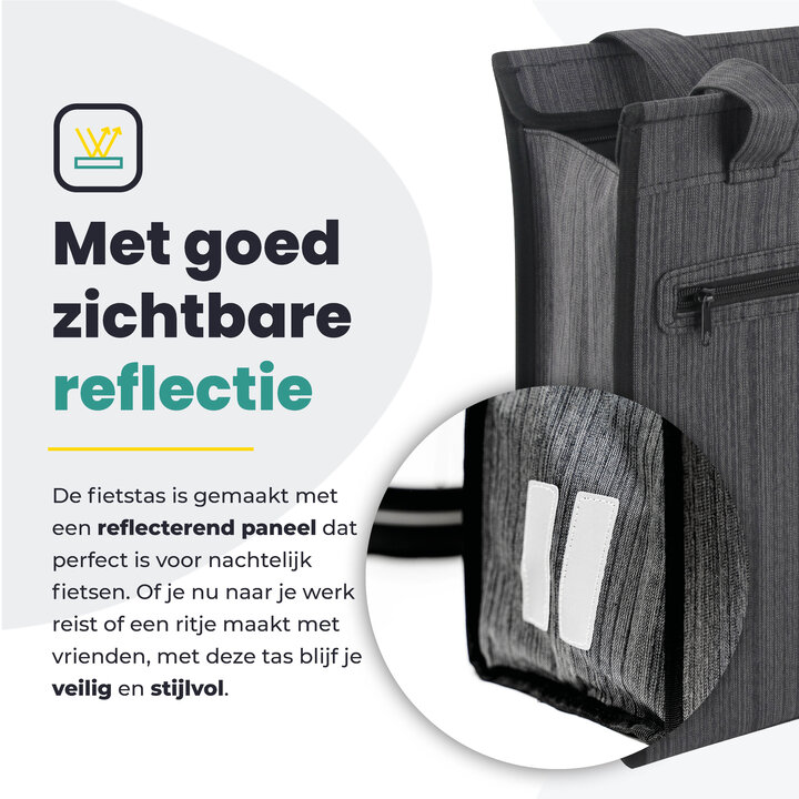 Voltano Shopper Fietstas - 20L - Enkele Pakaftas - Donkergrijs - Verstevigd