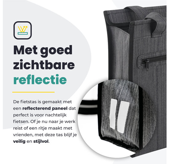 Voltano Shopper Fietstas - 20L - Enkele Pakaftas - Donkergrijs - Verstevigd