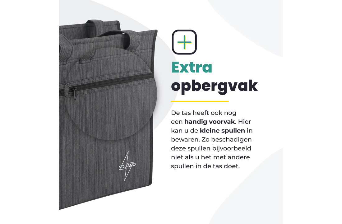 Voltano Shopper Fietstas - 20L - Enkele Pakaftas - Donkergrijs - Verstevigd