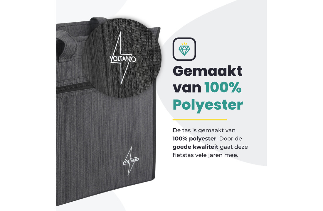 Voltano Shopper Fietstas - 20L - Enkele Pakaftas - Donkergrijs - Verstevigd