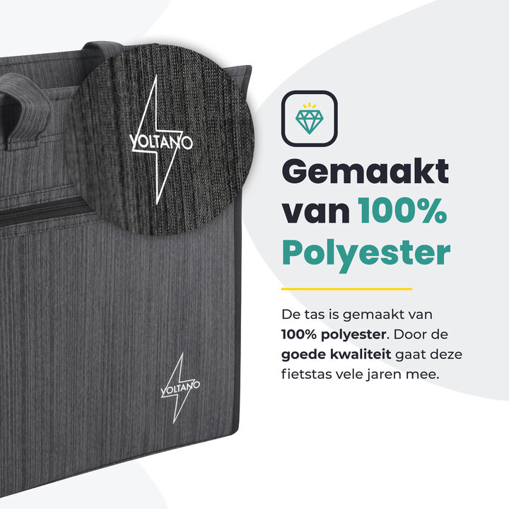 Voltano Shopper Fietstas - 20L - Enkele Pakaftas - Donkergrijs - Verstevigd