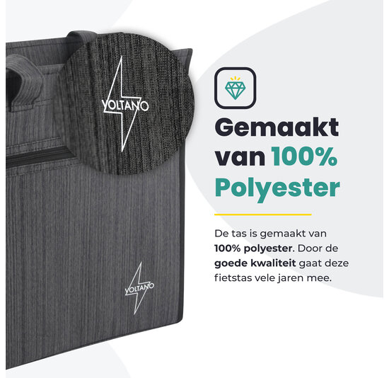 Voltano Shopper Fietstas - 20L - Enkele Pakaftas - Donkergrijs - Verstevigd