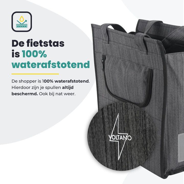 Voltano Shopper Fietstas - 20L - Enkele Pakaftas - Donkergrijs - Verstevigd