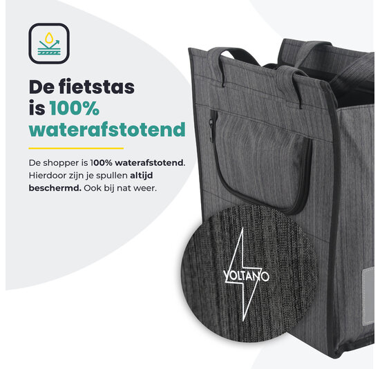 Voltano Shopper Fietstas - 20L - Enkele Pakaftas - Donkergrijs - Verstevigd
