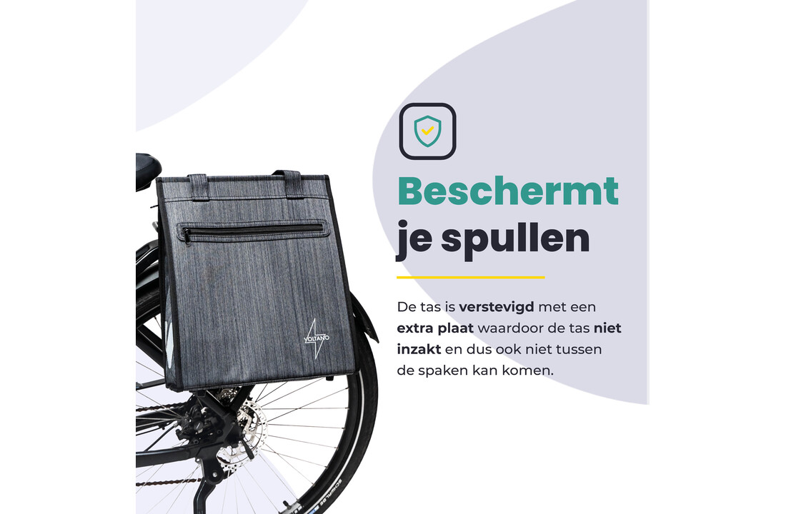 Voltano Shopper Fietstas - 20L - Enkele Pakaftas - Donkergrijs - Verstevigd