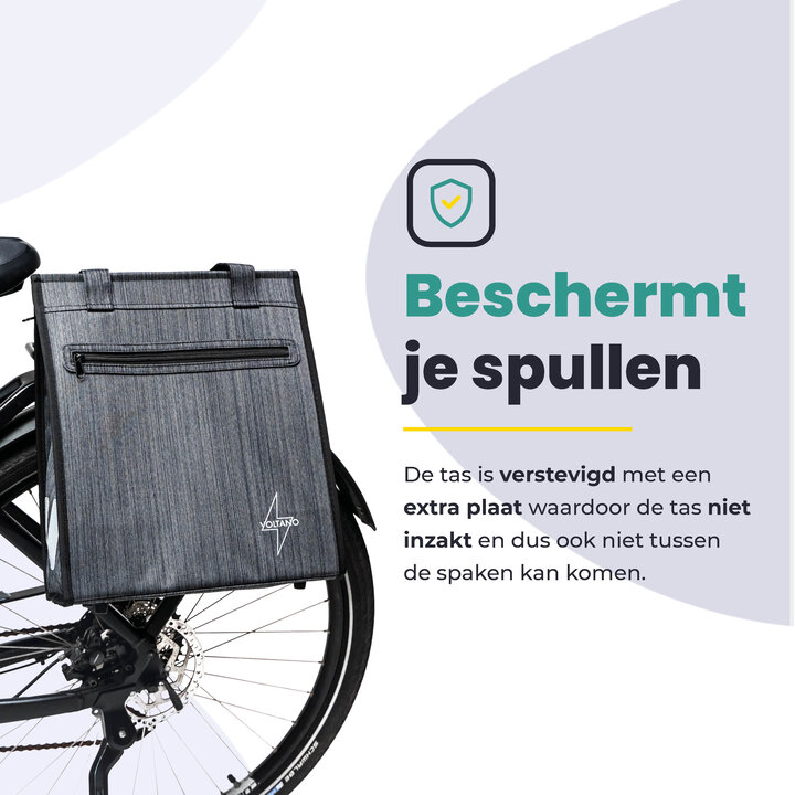 Voltano Shopper Fietstas - 20L - Enkele Pakaftas - Donkergrijs - Verstevigd