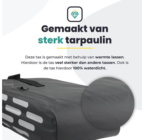 Voltano Luxe Fietstas 22L - Volledig Verstevigd - Enkele Pakaftas - Zwart - 100% Waterdicht