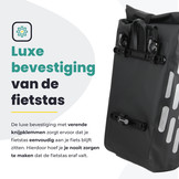 Voltano Luxe Fietstas 22L - Volledig Verstevigd - Enkele Pakaftas - Zwart - 100% Waterdicht