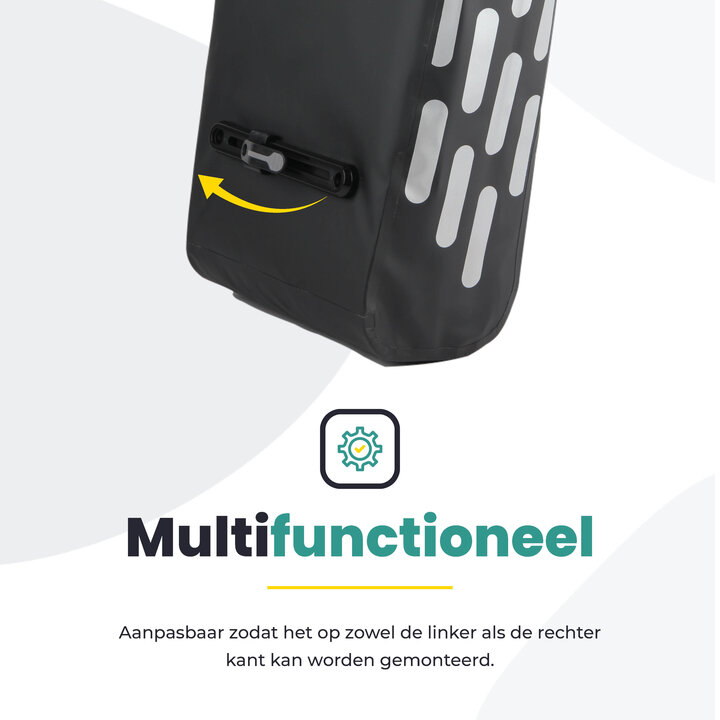 Voltano Luxe Fietstas 22L - Volledig Verstevigd - Enkele Pakaftas - Zwart - 100% Waterdicht