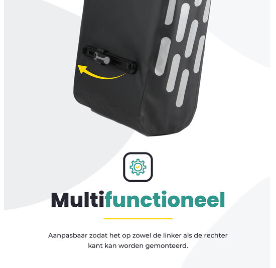 Voltano Luxe Fietstas 22L - Volledig Verstevigd - Enkele Pakaftas - Zwart - 100% Waterdicht