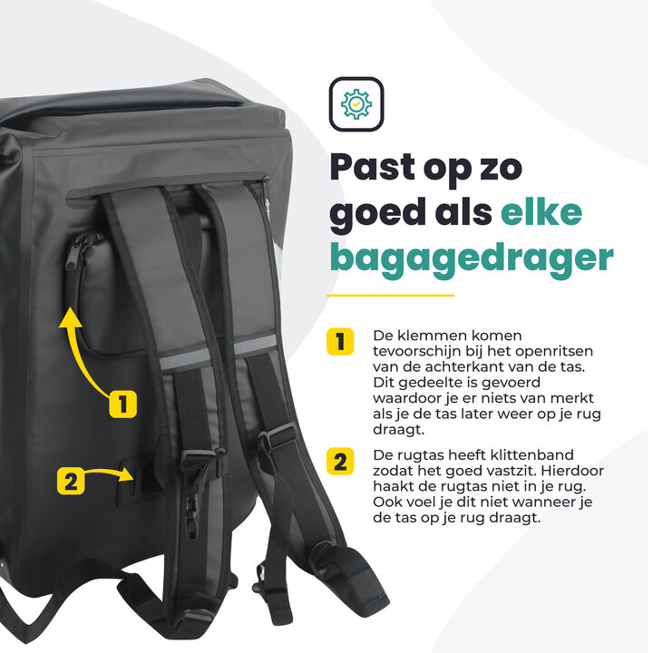 Voltano Luxe Fietstas / Rugtas 28L - Zwart - Enkele Pakaftas - 100% Waterdicht