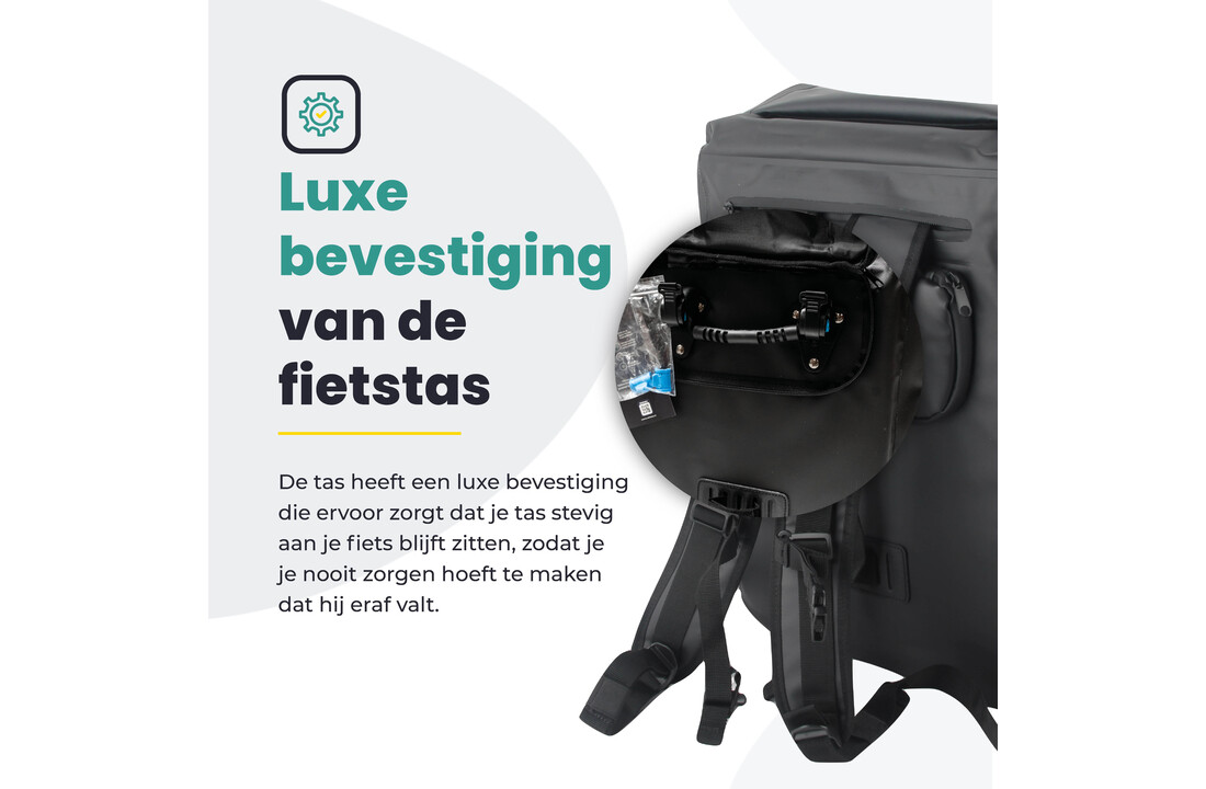 Voltano Luxe Fietstas / Rugtas 28L - Zwart - Enkele Pakaftas - 100% Waterdicht
