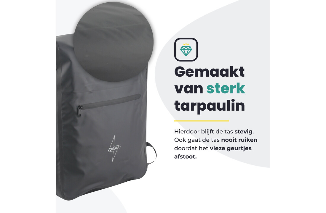 Voltano Luxe Fietstas / Rugtas 28L - Zwart - Enkele Pakaftas - 100% Waterdicht
