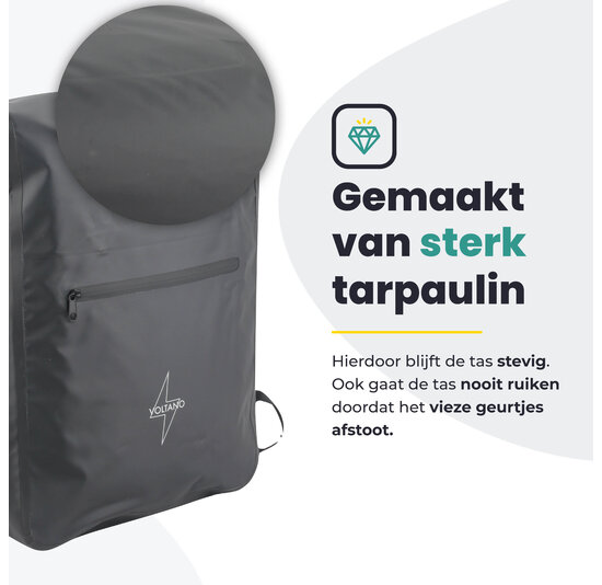 Voltano Luxe Fietstas / Rugtas 28L - Zwart - Enkele Pakaftas - 100% Waterdicht