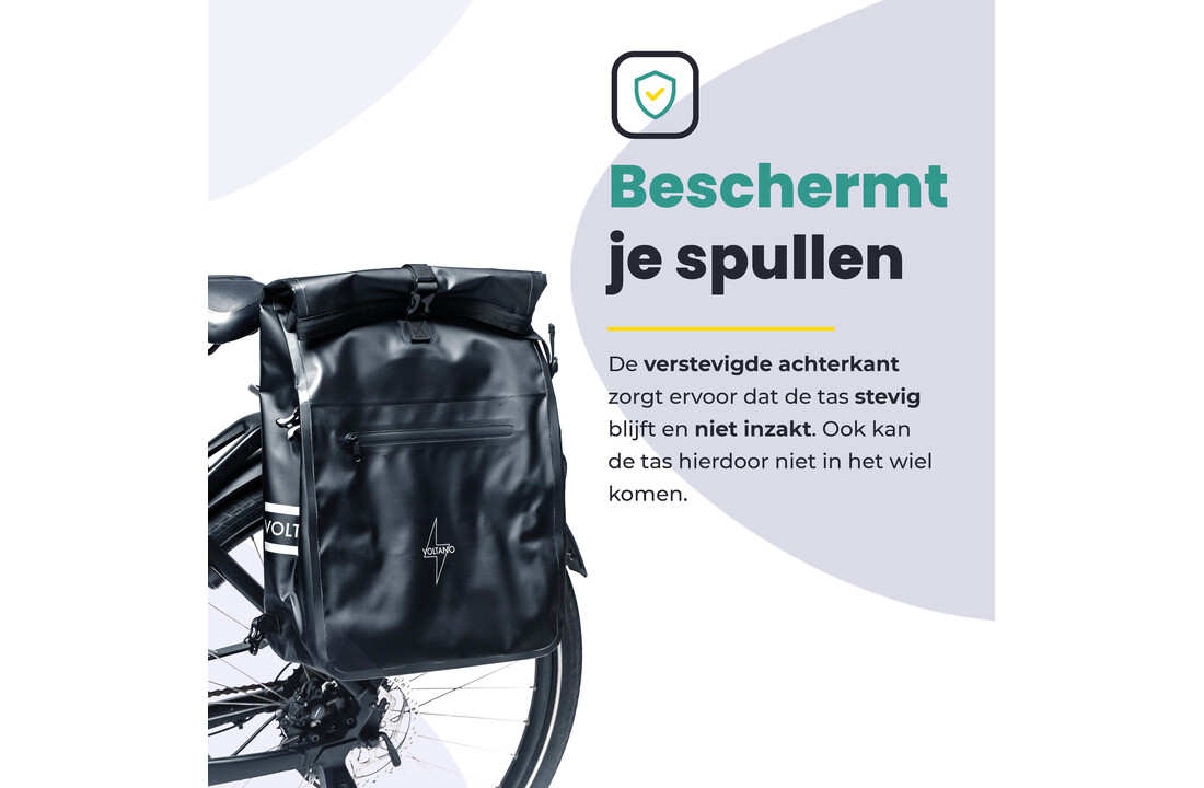 Voltano Luxe Fietstas / Rugtas 28L - Zwart - Enkele Pakaftas - 100% Waterdicht