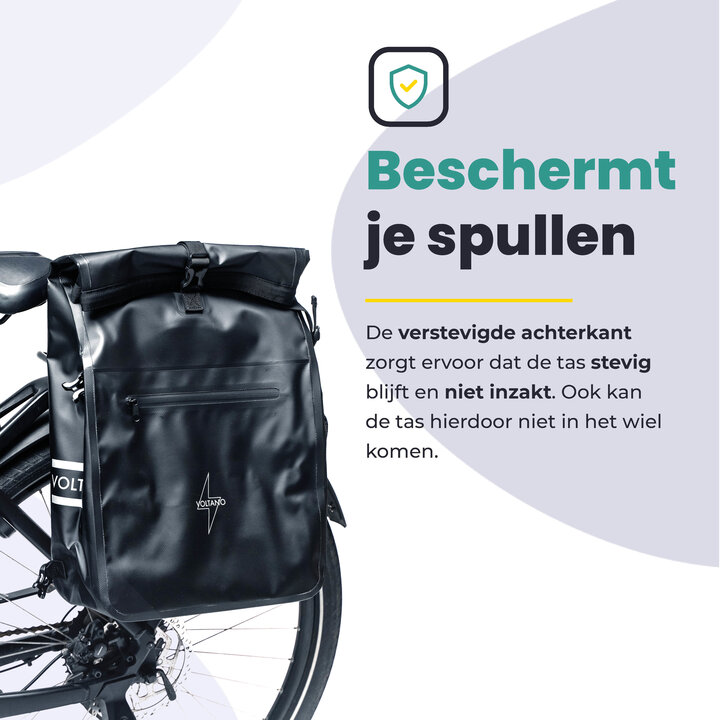Voltano Luxe Fietstas / Rugtas 28L - Zwart - Enkele Pakaftas - 100% Waterdicht