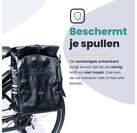 Voltano Luxe Fietstas / Rugtas 28L - Zwart - Enkele Pakaftas - 100% Waterdicht