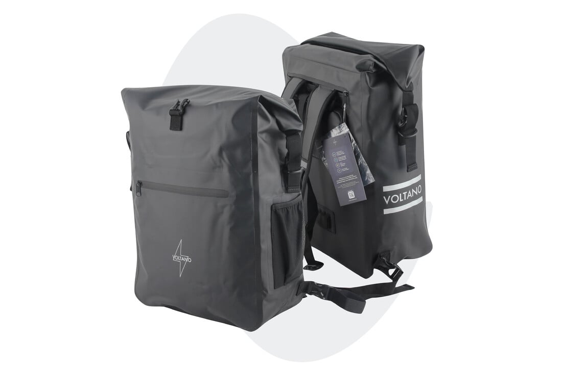Voltano Luxe Fietstas / Rugtas 28L - Zwart - Enkele Pakaftas - 100% Waterdicht