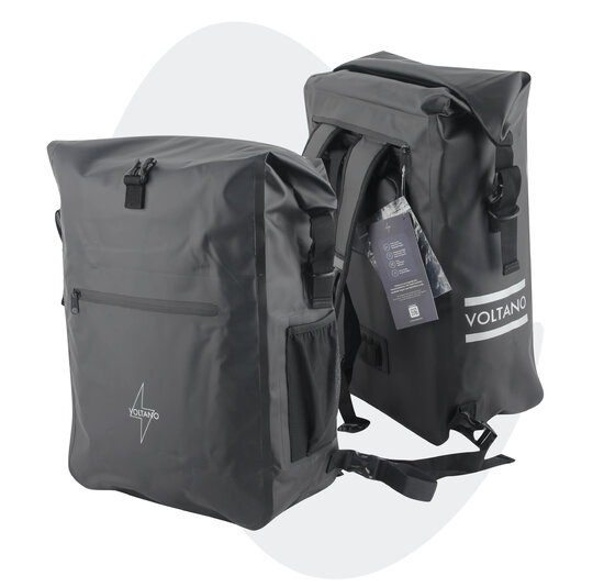 Voltano Luxe Fietstas / Rugtas 28L - Zwart - Enkele Pakaftas - 100% Waterdicht