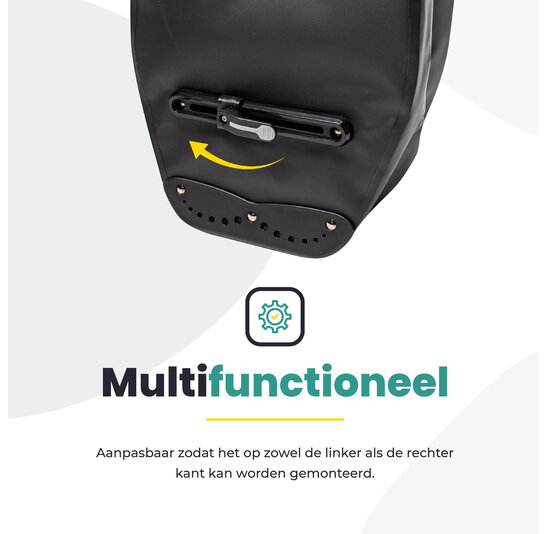 Voltano Luxe Fietstas 28L - Enkele Pakaftas - Zwart - 100% Waterdicht