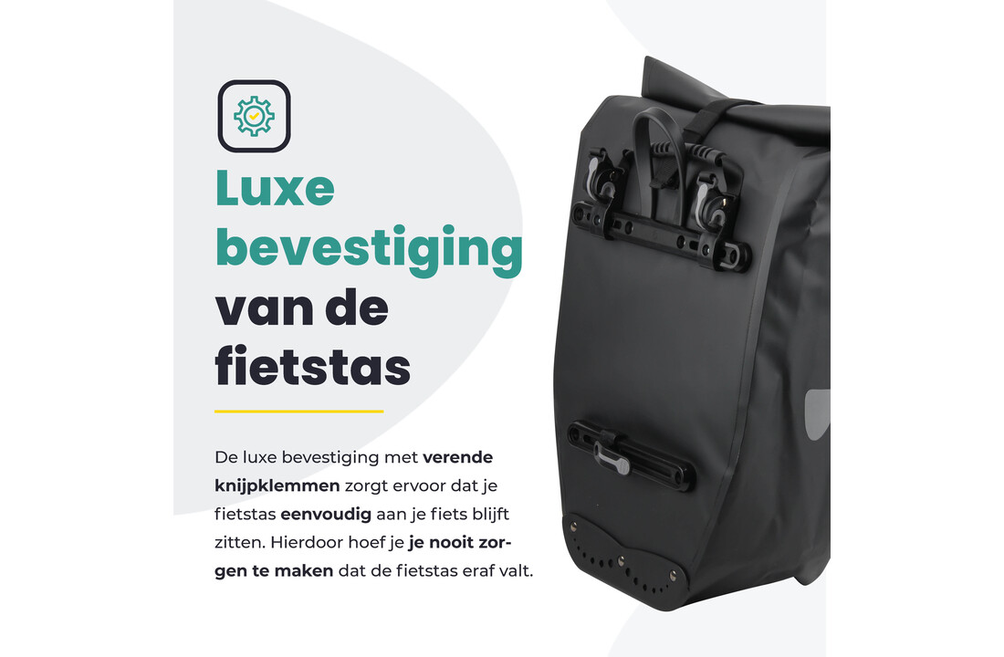 Voltano Luxe Fietstas 28L - Enkele Pakaftas - Zwart - 100% Waterdicht