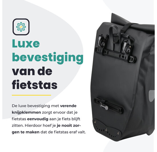 Voltano Luxe Fietstas 28L - Enkele Pakaftas - Zwart - 100% Waterdicht