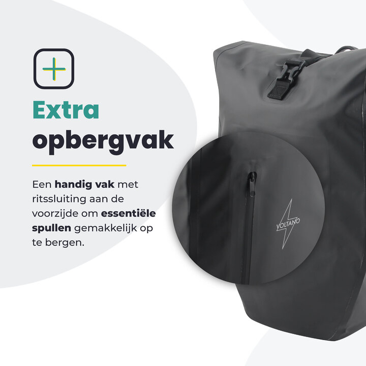 Voltano Luxe Fietstas 28L - Enkele Pakaftas - Zwart - 100% Waterdicht
