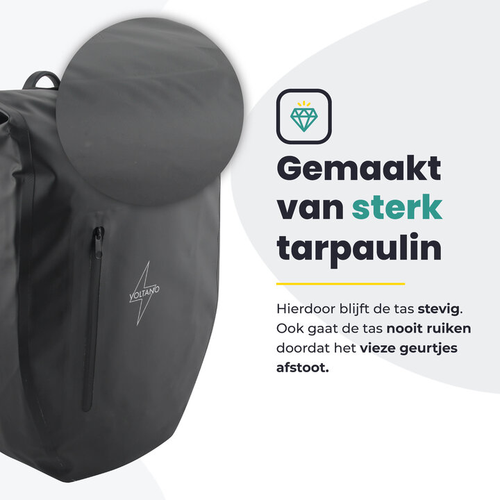 Voltano Luxe Fietstas 28L - Enkele Pakaftas - Zwart - 100% Waterdicht