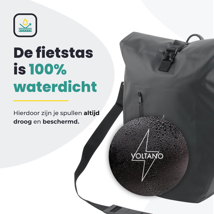 Voltano Luxe Fietstas 28L - Enkele Pakaftas - Zwart - 100% Waterdicht