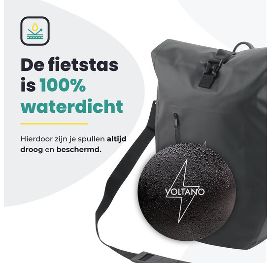 Voltano Luxe Fietstas 28L - Enkele Pakaftas - Zwart - 100% Waterdicht