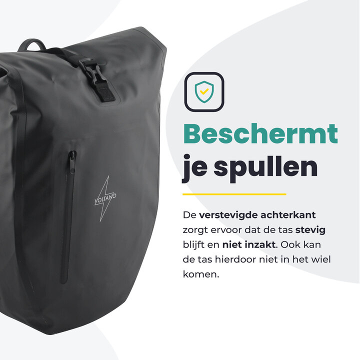Voltano Luxe Fietstas 28L - Enkele Pakaftas - Zwart - 100% Waterdicht