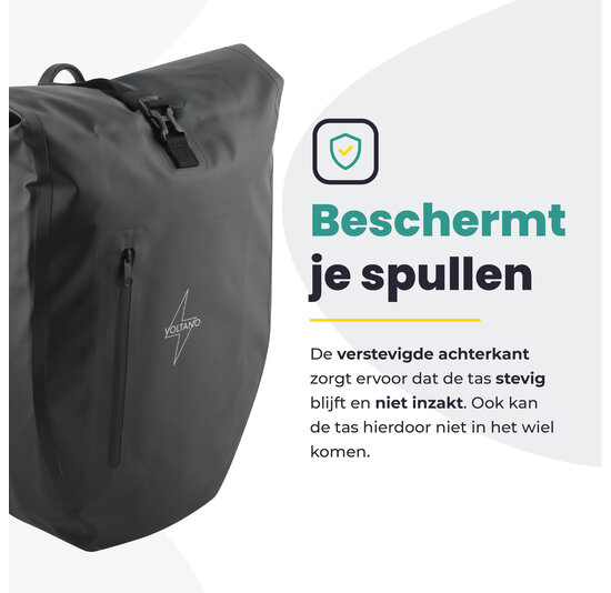 Voltano Luxe Fietstas 28L - Enkele Pakaftas - Zwart - 100% Waterdicht