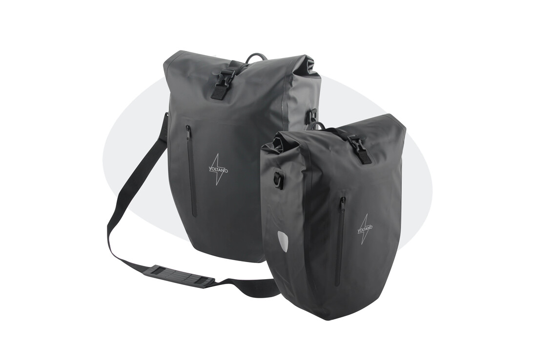 Voltano Luxe Fietstas 28L - Enkele Pakaftas - Zwart - 100% Waterdicht