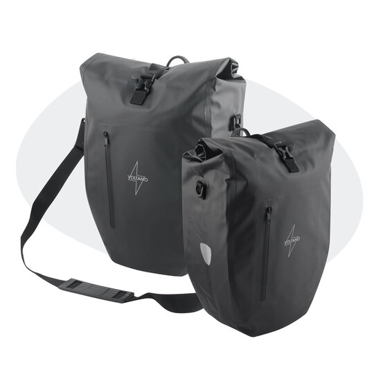 Voltano Luxe Fietstas 28L - Enkele Pakaftas - Zwart - 100% Waterdicht