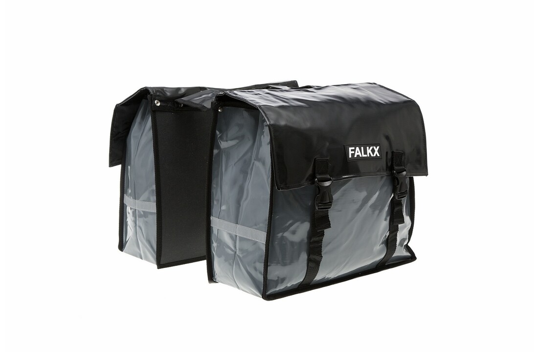 Falkx Dubbele Fietstas Bisonyl - Grijs/Zwart - 40L