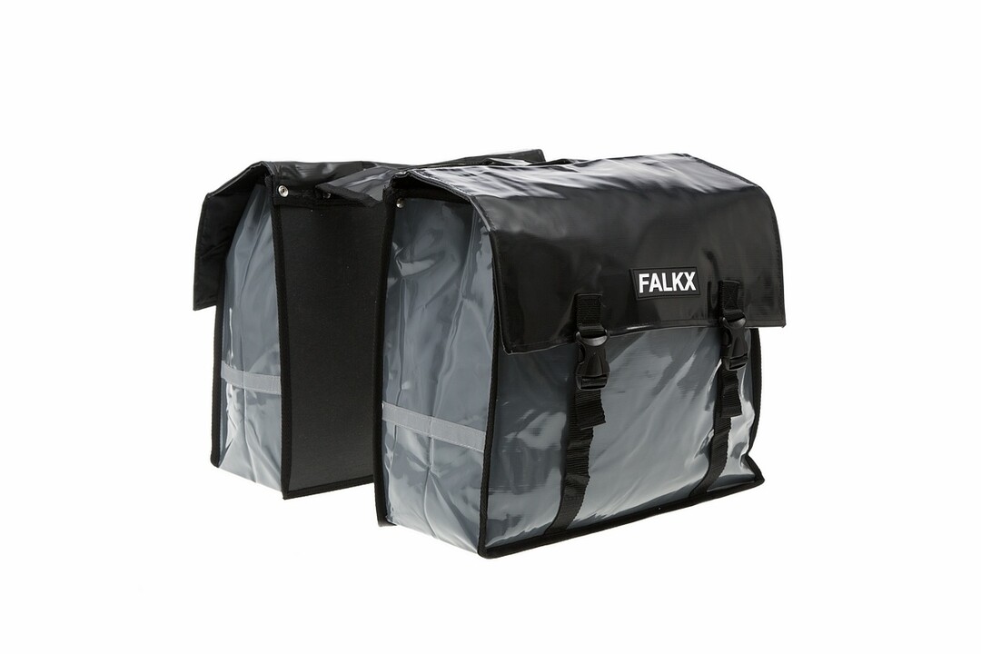 Falkx Dubbele Fietstas Bisonyl - Grijs/Zwart - 40L
